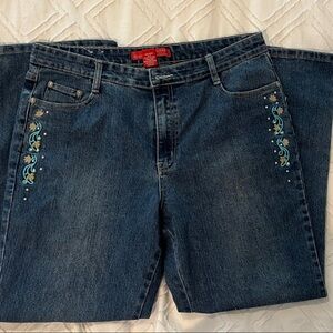 Cosmopolitan Dark Blue Embroidered Women’s Jeans